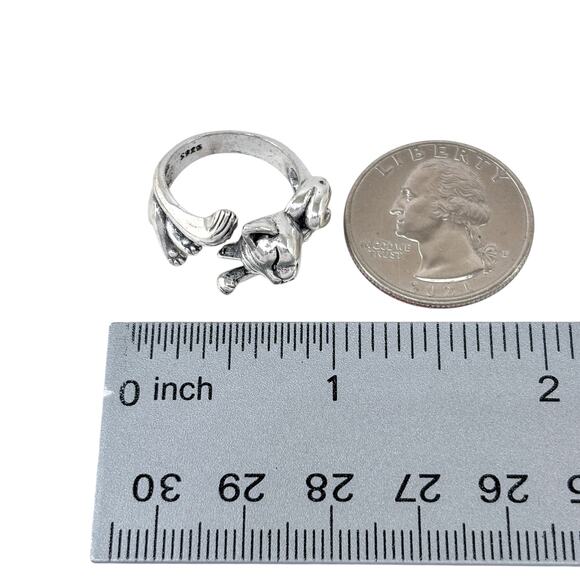 Cat Kitten Wrap Ring | Playful Animal Design | Vintage Sterling Silver | Size 6 - Picture 8 of 9